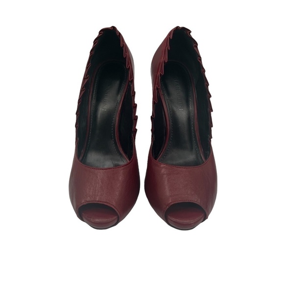 Gianni Bini Red Leather Peep Toe Platform Heels Size 7 1/2 Women’s - Picture 3 of 9